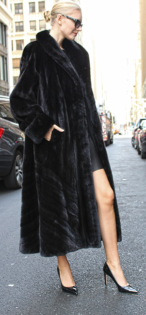Black Glama Mink Fur Coat