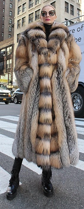 Full Length Cross Fox Fur Coat Tuxedo, Fur Coats Cherry Hill Nj