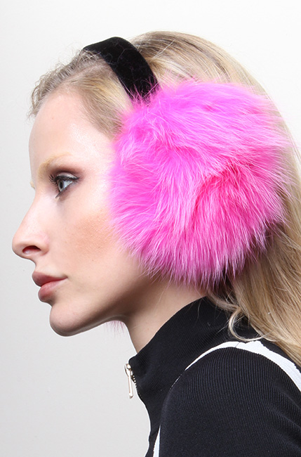 Hot Pink Fox Fur Ear Muffs