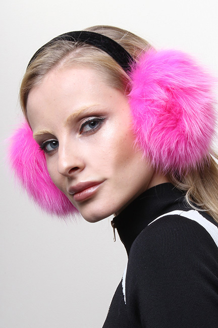 Hot Pink Fox Fur Ear Muffs