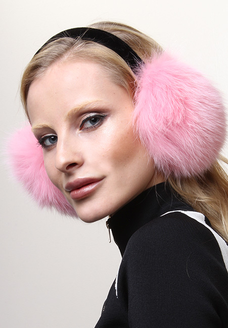 Pink Fox Fur Ear Muffs