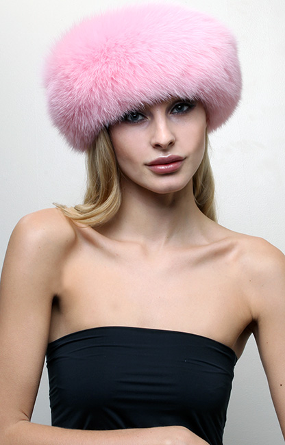 Pink Fox Fur Headband