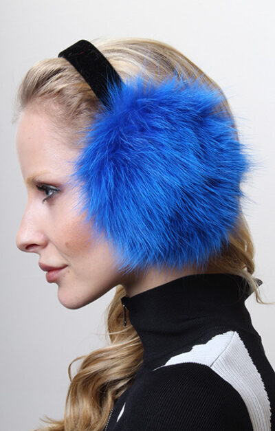 Royal Blue Fox Ear Muffs 3035 Marc Kaufman Furs