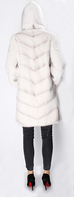 White Shadow Directional Mink Fur Jacket Hood