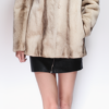 Sheared Camel Colored Mink Fur Jacket Sable Collar