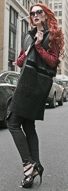 Black Four Toned Nappa Shearling and Suede Vest