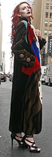 Picasso Collection Multi Colored Sheared Mink Fur Coat