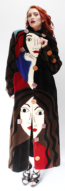 Picasso Collection Multi Colored Sheared Mink Fur Coat