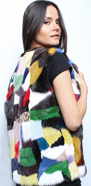Multi Colored Mink Fur Vest