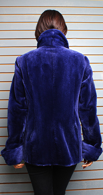 Navy Blue Sheared Mink Fur Peacoat