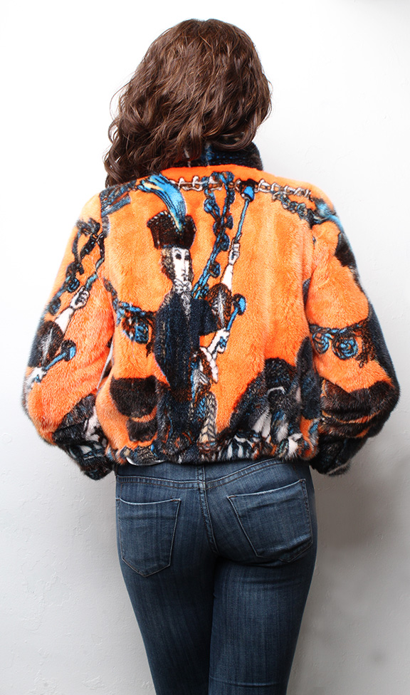 Inspirational Orange Mink Fur Bomber Jacket