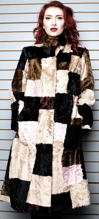 Multi Colored Old School Swakara Fur Coat