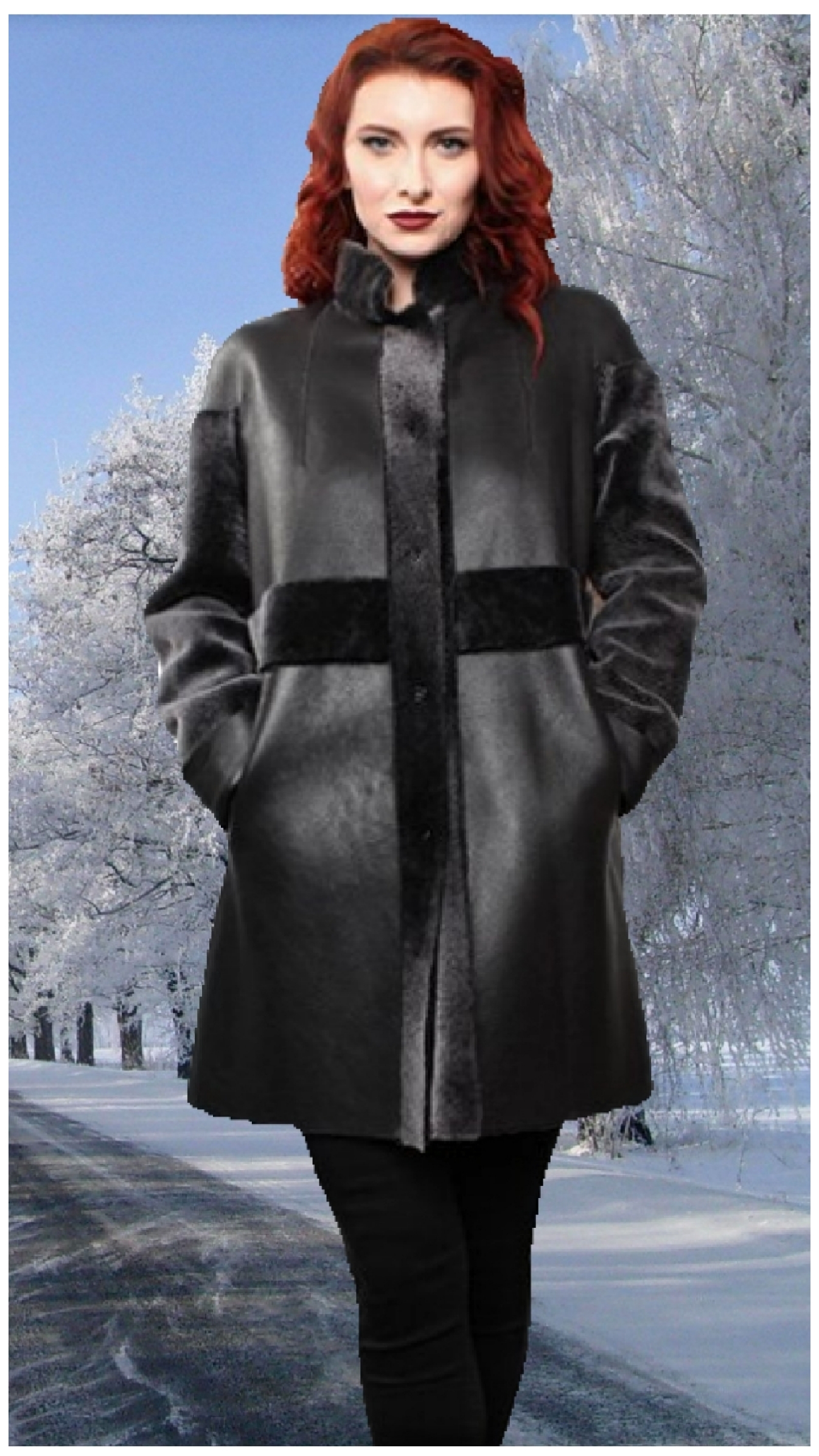 black shearling coat