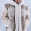 Mens Lynx Jacket with Hood White Fox Fur Trim