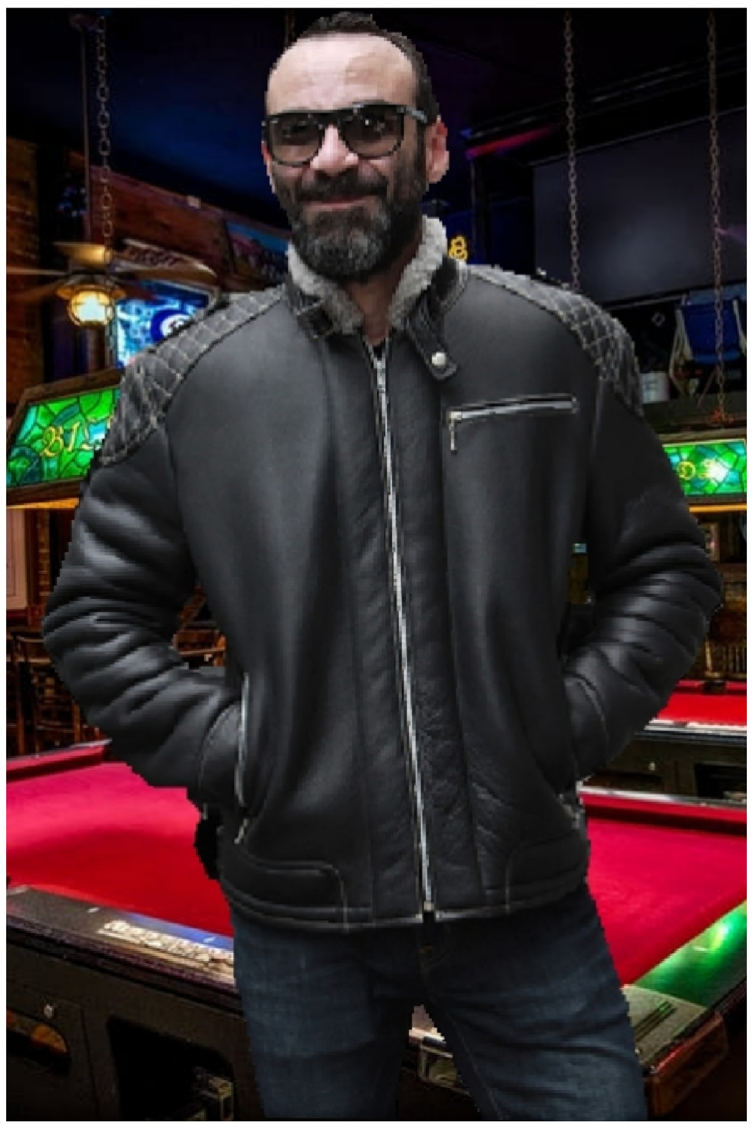 mens black shearling motorcycle jacket