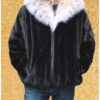 mens ranch mink fur bomber jacket hood lynx