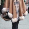 plus size camel cashmere cape crystal fox trim