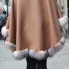 plus size camel cashmere cape crystal fox trim