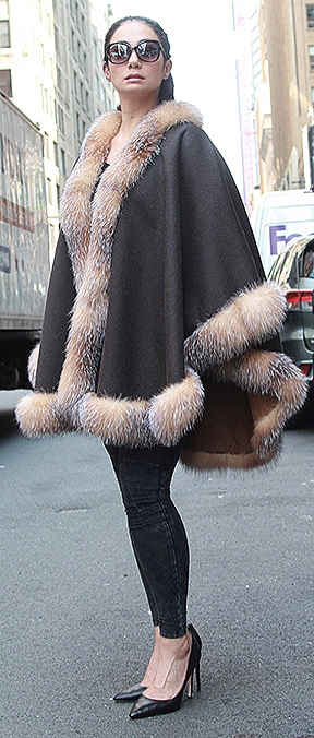 woman plus size fur poncho