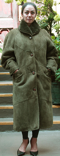 Used Green Shearling Coat