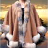 Plus Size Camel Cashmere  Cape crystal fix trim