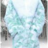 Men's mint green Fox fur coat white Fox collar