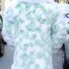 Mens Mint Green Fox Fur Coat White Fox Fur Collar