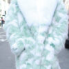Mens Mint Green Fox Fur Coat White Fox Fur Collar
