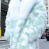 Mens Mint Green Fox Fur Coat White Fox Fur Collar