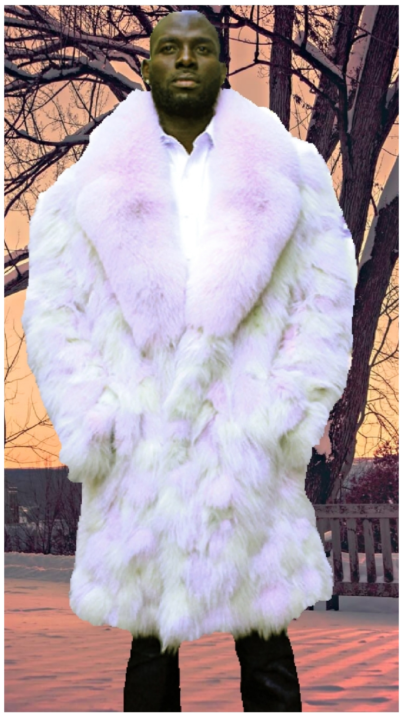multi colored fox fur coat lavender fox fur collar