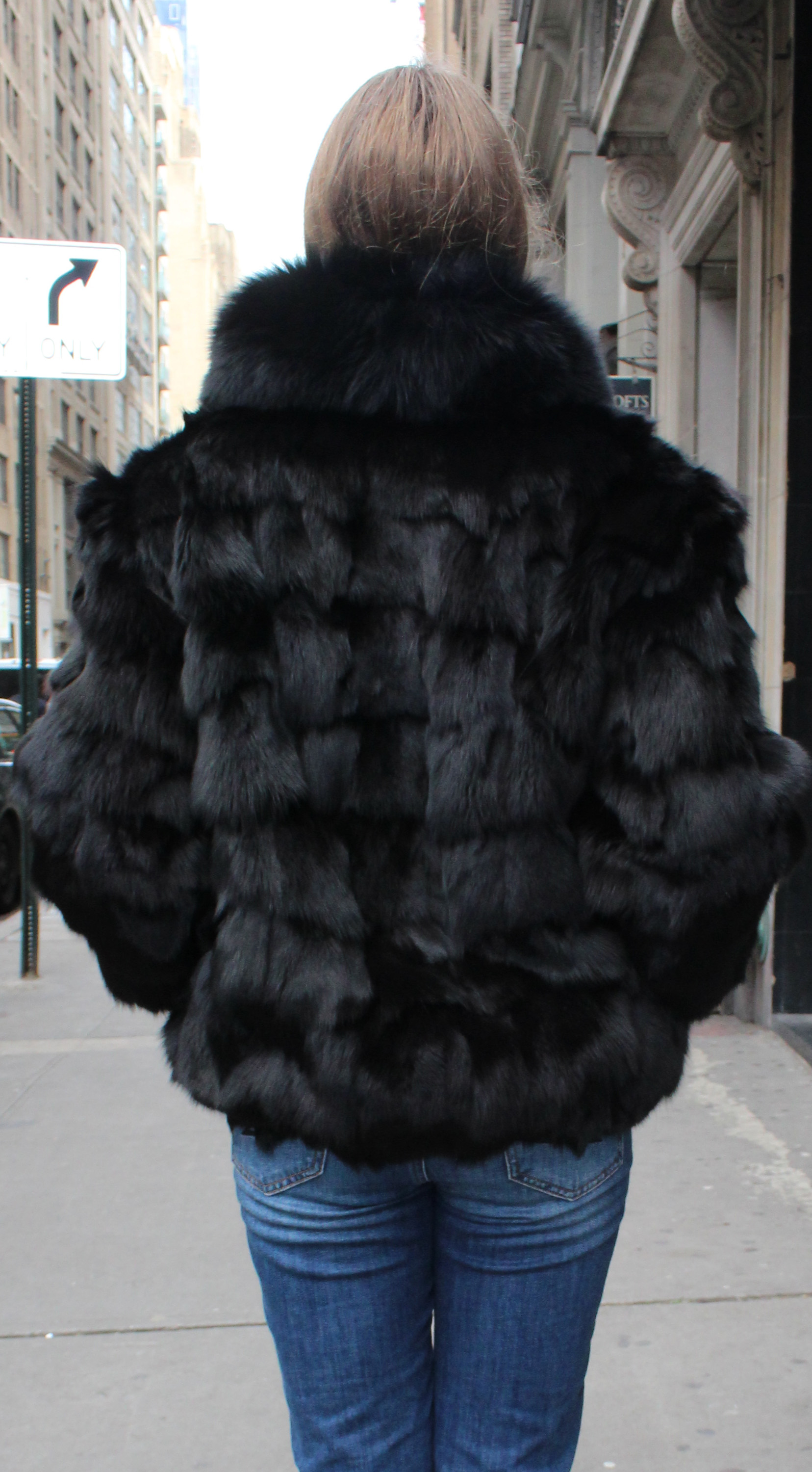 Black Diamond Cut Fox Fur Jacket