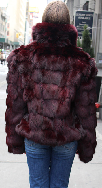 Plum Diamond Cut Fox Fur Jacket