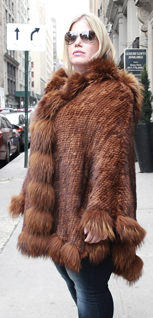Whiskey Poncho Fox Fur Trim Hood