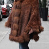 Whiskey Poncho Fox Fur Trim Hood