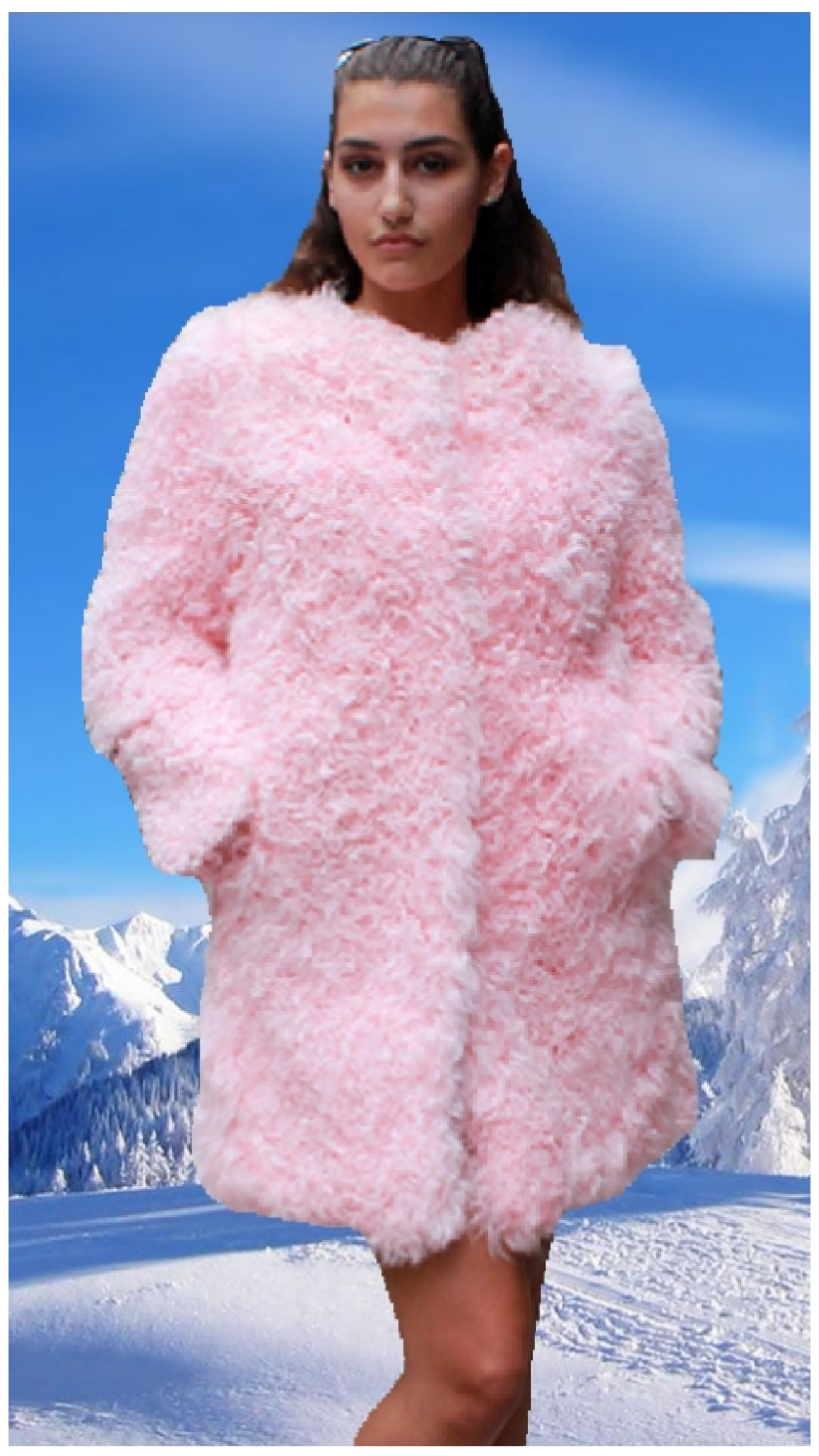 pink lamb fur jacket