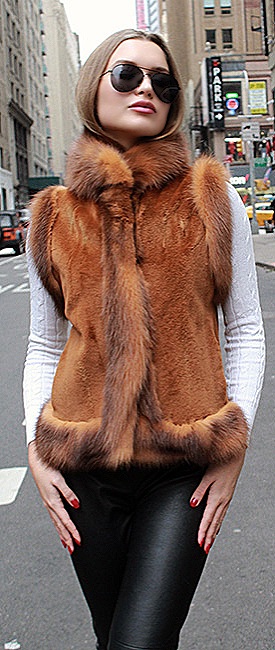 woman mink fur vest