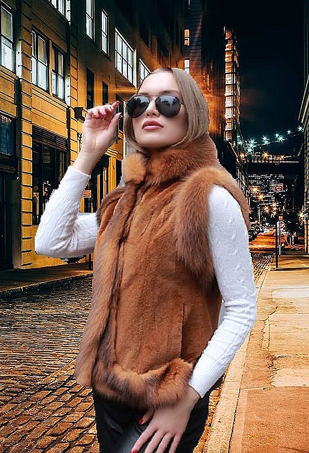 woman mink fur vests