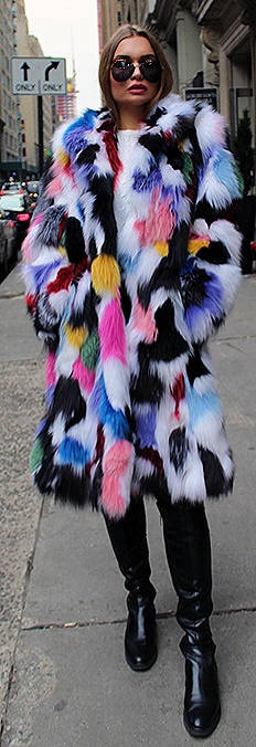 Colorful Patchwork Fox Fur Coat
