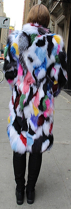 Colorful Patchwork Fox Fur Coat