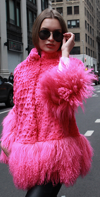 Pink Mink Fur Jacket Tibetan Lamb