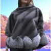 blue iris fox fur poncho