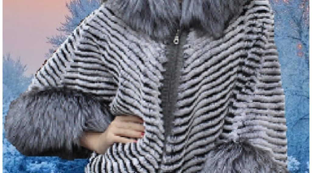 Rex Rabbit Fur Poncho Silver Fox Fur Trim Hood #7534 – MARC