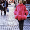 PInk Rex Rabbit Fur Jacket Tibetan Lamb Trim Cuffs