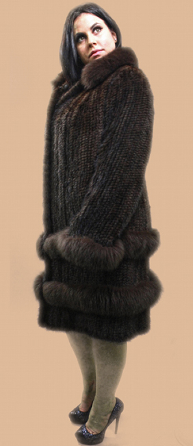 Plus Size Brown Knit Mink Stroller Matching Fox