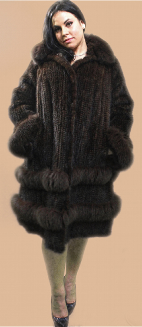 Plus Size Brown Knit Mink Stroller Matching Fox