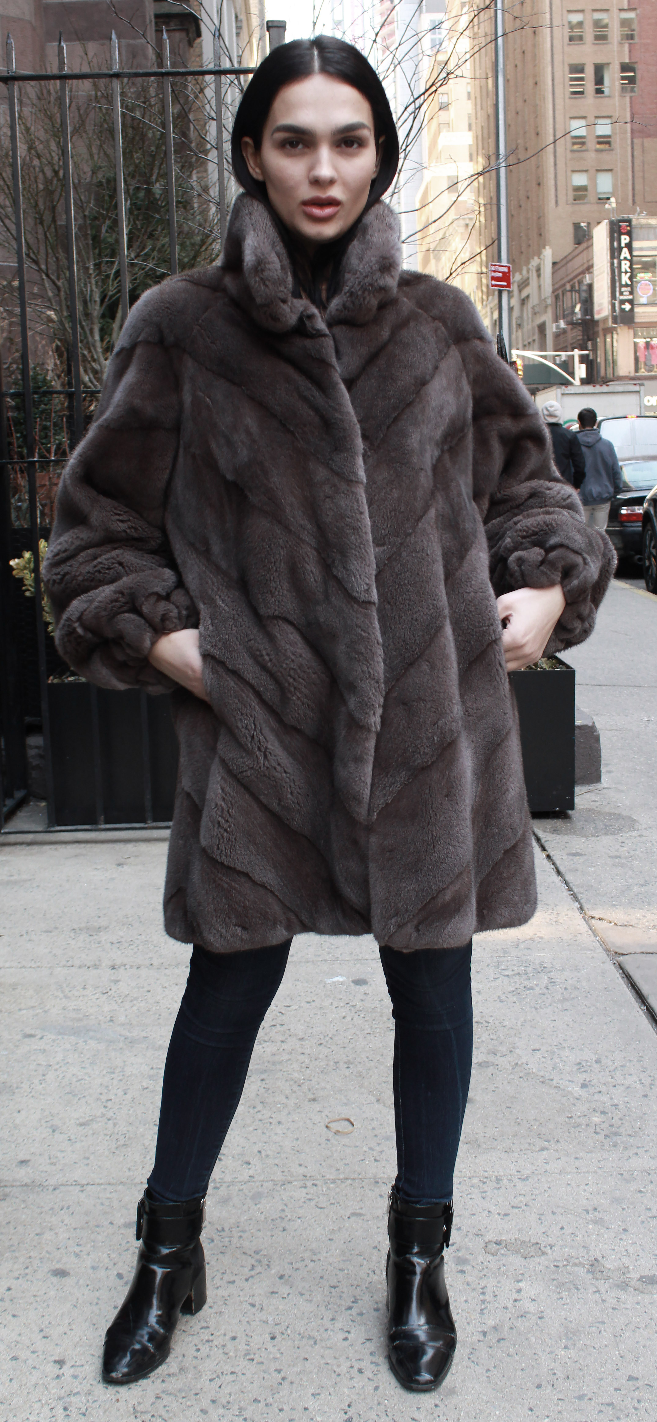 Demi Cross Mink Fur Coat