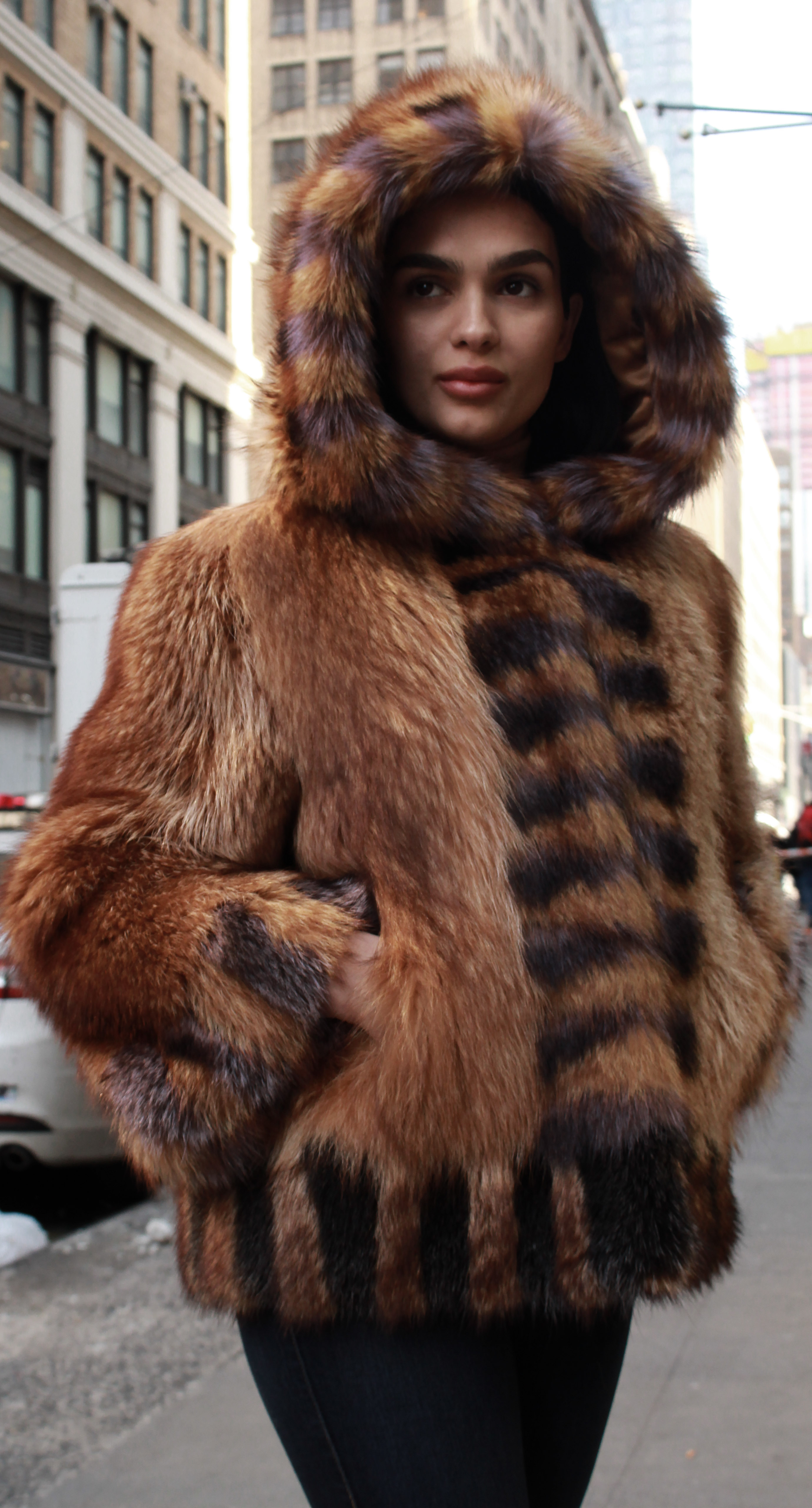 Hooded Raccoon Fur Jacket