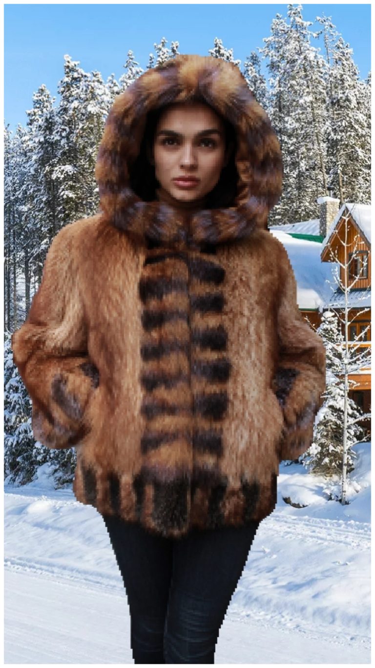 Hooded Raccoon Fur Jacket Furs MARC KAUFMAN FURS