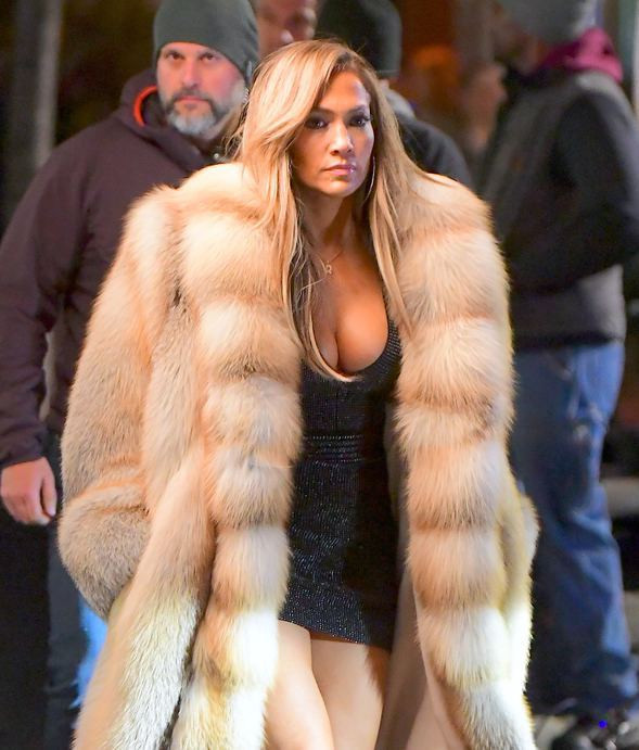 JLO Jennifer Lopez Rocks Fur Coat Hustler Movie