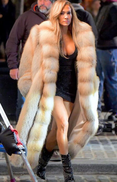 JLo Jennifer Lopez Golden Island Fox Coat Hustler Movie